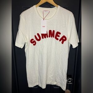 Olebar Brown men’s tee size small white with red letters new with tags​​​